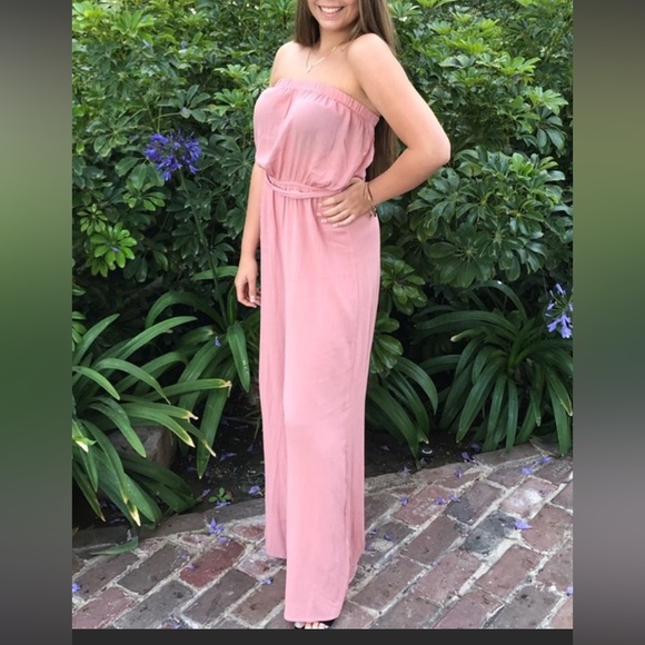 FINAL PRICE Peachy Mauve Jumpsuit with tie wrap - Picture 5 of 6